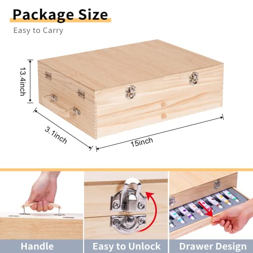 85 Piece Deluxe Wooden Art Supplies, Art Kit with Easel and Acrylic Pad, Art Set for Teens, Adults and Artist Beginners, Creative Gift Box with Color More