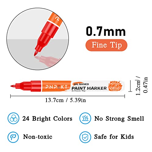 Paint Pens Paint Markers,24 Colors Oil-Based Paint Markers Waterproof,Never Fade,Quick Dry And Extra Fine Tip Marker Pen Set For Rock colpart