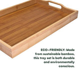 Prosumers Choice 3-Piece Set Bamboo Serving Trays with Handles - With Sizes, 1xS (38.1x25.4x4.9cm), 1xM (40.6x28.0x4.9cm), 1xL (43.2x30.5x4.9cm) - Prosumer's Choice