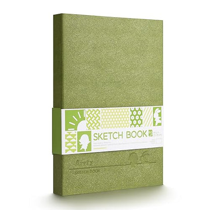 Arrtx Premium Hardcover Sketch Book, 60 Sheets/120 Pages, 180 GSM Thick Acid-Free Drawing Paper, Hardbound Sketch Pad with Inner Pocket, Green - WoodArtSupply