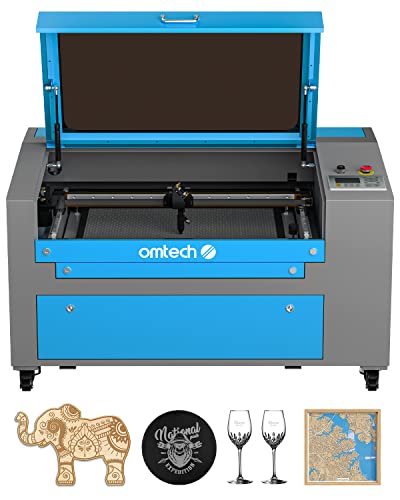 OMTech 60W CO2 Laser Engraver, 16x24 Inch Laser Engraving Machine with 2 Way Pass Air Assist Digital Control Panel RDWorks, Commercial Laser Cutter OMTech