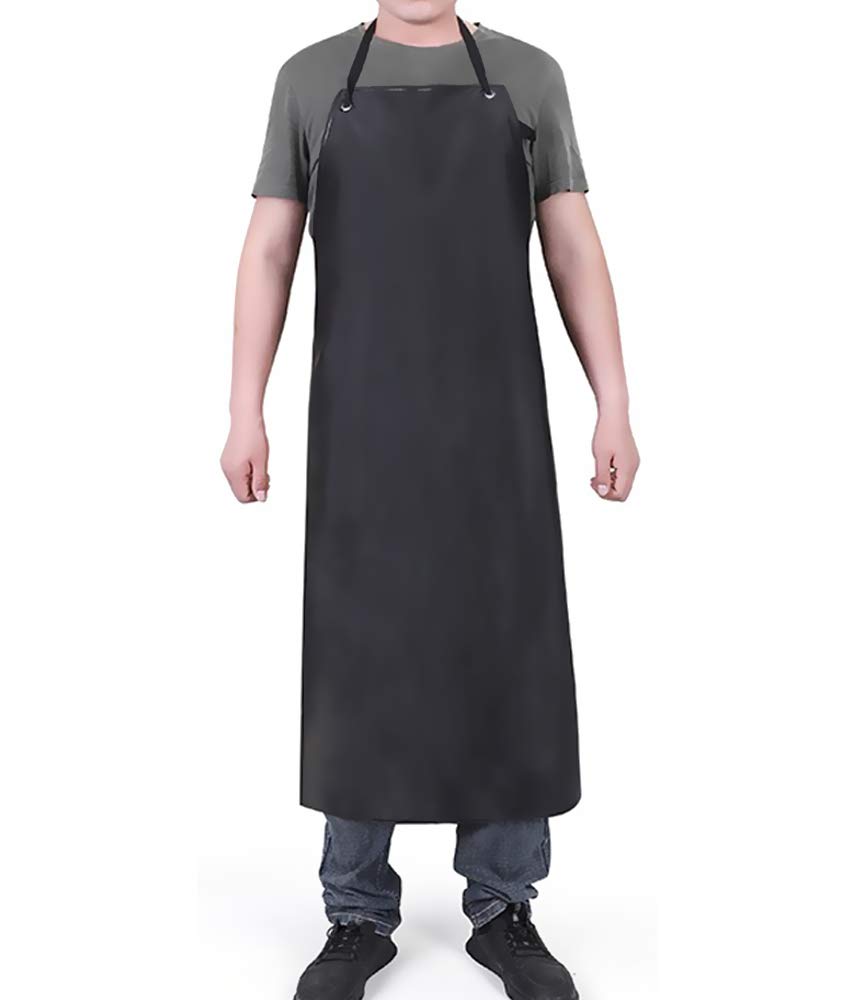 Waterproof Apron Rubber Vinyl, Heavy Duty 43" x 31" Plastic Apron Keeps You Clean and Dry When Dishwashing, Lab Work, Butcher, Dog Grooming, Cleaning - WoodArtSupply