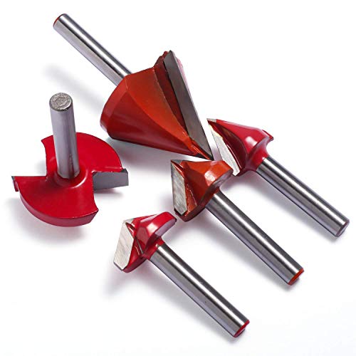 Genmitsu 5PCS V-Groove Router Bits Set, 60° 90° 120° 150° Angle, 6mm Shank, 3D V Shape Milling Wood Cutter Knife CNC Engraving Router Bit, VG05A Genmitsu