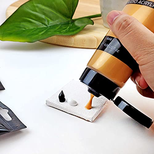 Gold Acrylic Color Paint Tubes - Set of 2-120ml Professional Grade Metallic Paints for Canvas Paper Wood and Other Surfaces Vivid Non-Toxic Paint for ARTISTIK