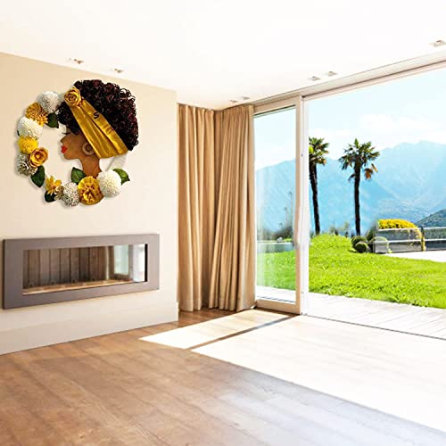 Head Silhouette Wooden Cutout Craft Template for Wreath Afro African Women Girl Queen Black Mother DIY Gifts from Daughter Son for Mom Holiday 15", MACLARONX