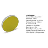 CNCOLETECH 20mm K9 Laser Mirror Coated Gold Reflective Lens for CO2 Laser Engraver 40W or 50W CNCOLETECH