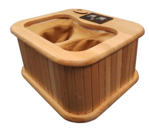 ShineCo Solid Wood Far Infrared Heating Foot Sauna Barrel - Japanese Style - Great Choice for WFH_110V Plug & Use - WoodArtSupply