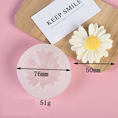 4 Pack Flower Mold Resin Mold Chamomile with Hole/Single Chamomile Flower/Four Daisy Flower in One/Single Daisy Flower Silicone Mold for Resin Candle