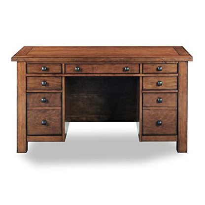 Tahoe Aged Maple Executive Pedestal Desk by Home Styles, 5412-18 - WoodArtSupply