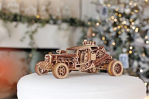 Wood Trick Mad Buggy Car 3D Wooden Puzzle for Adults and Kids to Build - Rides up to 25 feet - Detailed and Sturdy Design - Engineering DIY Wooden Wood Trick