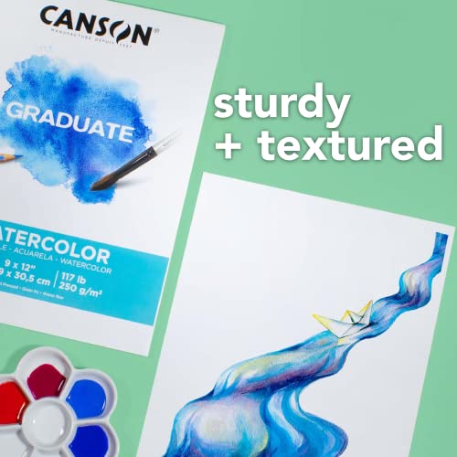 Canson Graduate Watercolor Pad, Foldover, 9x12 inch, 20 Sheets | Artist Paper for Adults and Students - Painting, Gouache, Mixed Media and Ink Canson
