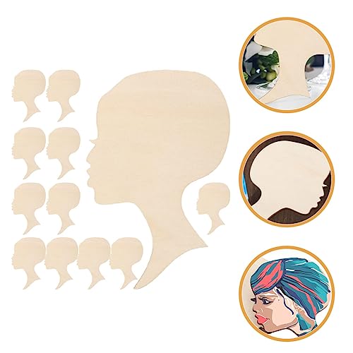 SAFIGLE 12pcs Painting Wood Chips Wooden Wreath Cutout Wood Slices African Girl Art Cutout Crafts for Women Unfinished Wood Cutout Wood Crafts SAFIGLE