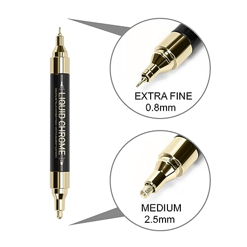 ZEYAR Liquid Gold Chrome Paint Marker, DIY Shiny Gold Marker Pen for any surface, Golden Metallic High-gloss display, Dual tips: Extra Fine and ZEYAR