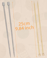 Aeelike Knitting Kits for Beginners, 4 Pcs Bamboo and Metal Knitting Needle Set with Cotton Yarn, Knitting Set for Making Dishcloth with Step-by-Step Aeelike