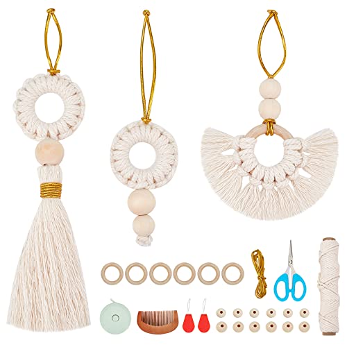 FREEBLOSS 6 Set Christmas Macrame Kit for Beginners Christmas Tree Hanging Ornaments for Holiday Wall Hanging - WoodArtSupply