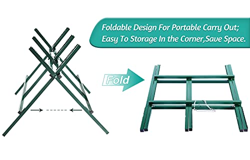 Kapler Log Sawhorse For ChainSaw, Foldable Steel Wood Saw Horse With Notched Sawtooth And Wood Log Fixed Spring, Supporting Weight 150 Lbs Kapler