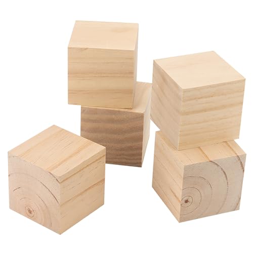 SOUJAP 10 PCS 3 Inch Unfinished Wood Cubes Bulk, Natural Square Wooden Blocks, Small Blank Wood Craft Cubes for Art Making Decorating DIY SOUJAP