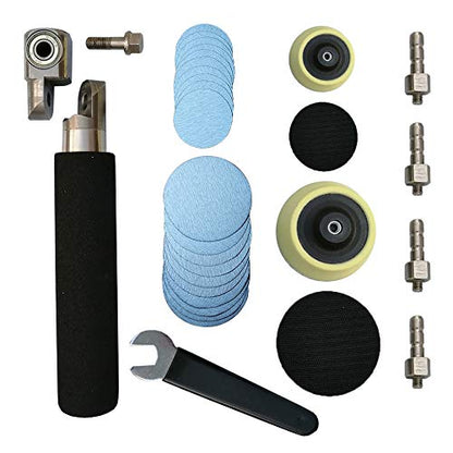 Wood Turning Lathe Sanding Tools Hand Held Bowl Sander with Rotatable Spindle Head 2 Inch 3 Inch Pads and 10 Discs