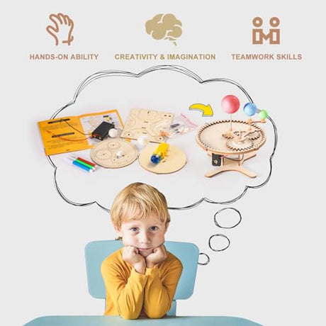 STEM Science Kits, 5 Set Building Kits for Kids Ages 8-12, 3D Wooden Puzzles, Wood Crafts for Boys 6-8, Science Experiment Projects, Woodworking Yutin