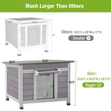 Outdoor Feral Cat House Weatherproof, Small Wooden Rabbit Hutch Bunny Cage Indoor-PVC Door Flaps GUTINNEEN