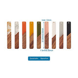 Beadthoven 18pcs/9 Pairs Natural Wood Resin Rectangle Bar Charms Bohemian DIY Earrings Pendants Mixed Colors Vertical Bar Wooden Pieces Pendants for BB Beadthoven