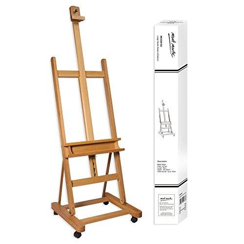 Mont Marte Painting Easel Large Easel for Painting, Studio Easel w/castors Beech Wood - WoodArtSupply