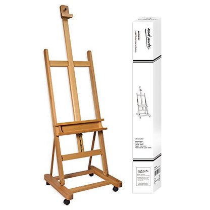 Mont Marte Painting Easel Large Easel for Painting, Studio Easel w/castors Beech Wood - WoodArtSupply