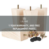 6 inch Unfinished Ash Wood Furniture Legs, LAVANE Set of 4 Mid-Century Modern Pyramid Wooden Replacement Feet with Pre-Drilled 5/16 Inch Bolt & La Vane