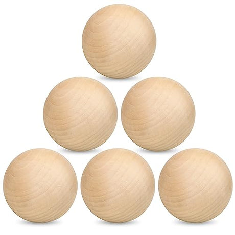 6 Pack 3 Inch Unfinished Wooden Balls, Wooden Round Ball, Natural Round Hardwood Balls, Wood Spheres for Crafts and DIY Projects and Decorations,by GNIEMCKIN