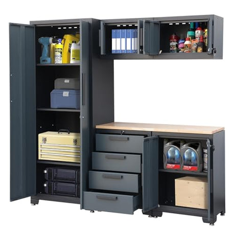 BIG RED 6 Piece Organizer Chest Tool Storage Cabinet, 18.5" x 76.8" x 75.79", Grey BIG RED