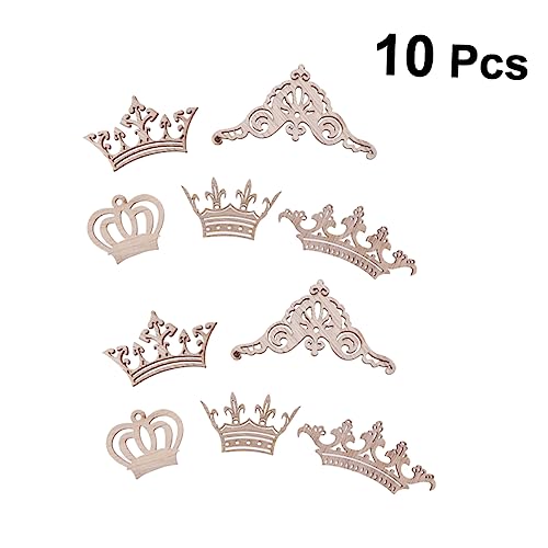 ABOOFAN 10 Pcs Natural Wood Slices Unfinished Natural Wood Slice Crown Pattern Slices Pendant Wooden Mix ABOOFAN