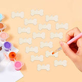 30pcs Mini Dog Bone Wood DIY Crafts Cutouts 2" Wooden Little Dog Bone Shaped Hanging Ornaments with Jute Twine for DIY Projects Pets Party Creaides