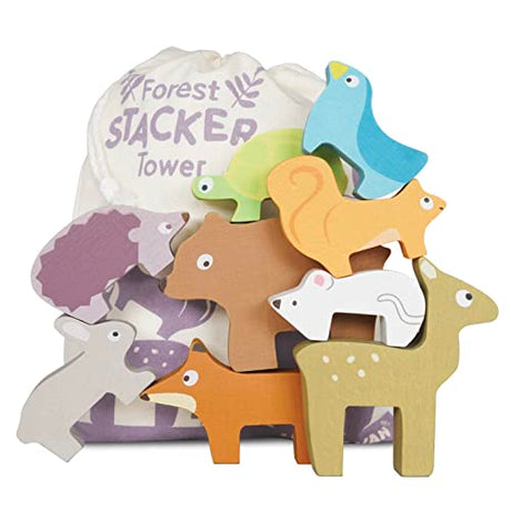 Le Toy Van - Wooden Petilou Forest Stacker Puzzle & Bag Educational Balancing Activities Toy | Great Gift for Kids and Toddlers | Suitable for Age Le Toy Van