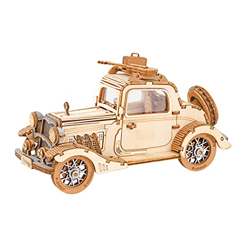 Rowood 3D Puzzles for Adults, Model Car Kits, DIY Wooden Toys Craft Gift on Birthday Christmas for Boys-Vintage Car - WoodArtSupply