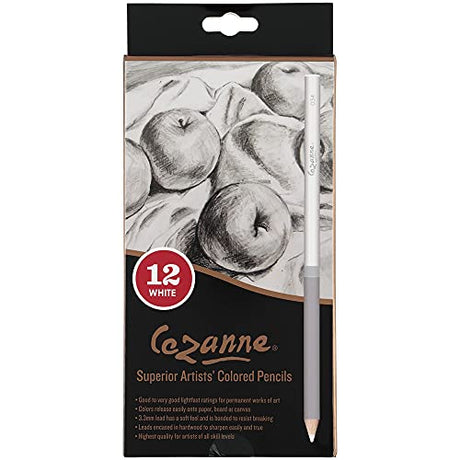 Creative Mark Cezanne Premium Colored Pencils White Set of 12 - Highly-Pigmented Drawing Pencils - Coloring Pencils for Drawing, Blending, Coloring, Creative Mark