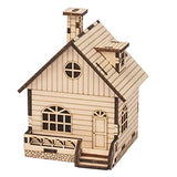 PartyKindom 1 Set DIY Music Box Wood House Figurines Christmas Village Scene Kids DIY Materials Unfinished Wood Xmas House Wooden Toys Educational PartyKindom