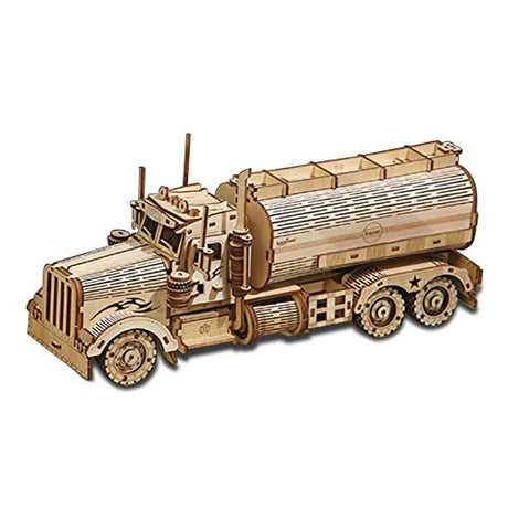 Hallisun 3D Wooden Puzzle for Adults, Tanker Truck Piggy Bank Mechanical Vehicle Building Kits, DIY Handicraft Scale Car Model, Educational Toys Hallisun