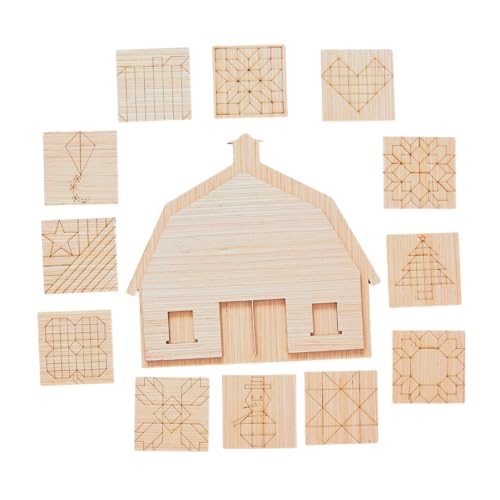 Barn with Wooden Quilt Square Design Cutout Unfinished Wood Shape Style, Interchangeable Sign and Wreath Kit Quilting Blocks