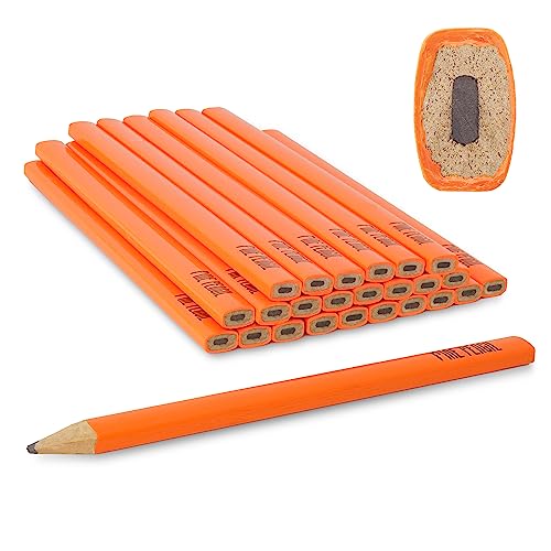 Pine Pencil Carpenter Pencils, Pack of 24, Orange, Versatile and Reliable, Heavy-Duty Marking, Ergonomic Design, High Visibility Pine Pencil