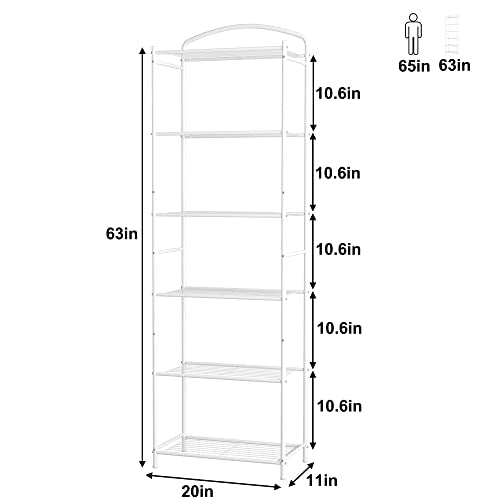 HOMEFORT 6-Tier Metal Bathroom Shelf - Freestanding Storage Organizer for Maximum Space Efficiency - WoodArtSupply