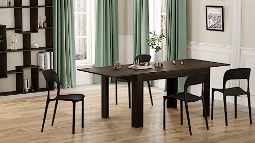 Mobili Fiver, Easy Extendable Dining Table, Dark Walnut, Made in Italy Mobili Fiver