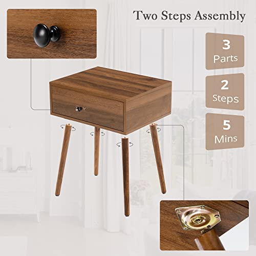 Mazefur Hidden Compartment Nightstands, Concealment Furniture Mid Century Bed Side Table with Drawer, Hidden Storage End Table for Bedroom Living - WoodArtSupply