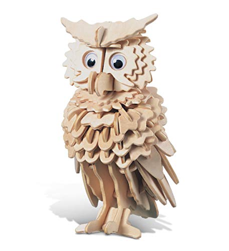 Puzzled 3D Puzzle Owl Wood Craft Construction Model Kit, Fun Unique & Educational DIY Wooden Toy Assemble Model Unfinished Crafting Hobby Puzzle to