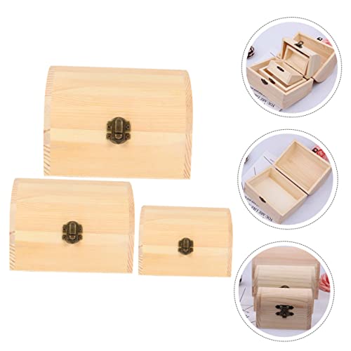 VOSAREA 3pcs Boxes Wooden Box Craft Storage Jewelry Organizer Tray Strawberry Decor Unfinished Wooden Jewelry Case Diy Wooden Handmade Gifts Jewelry VOSAREA