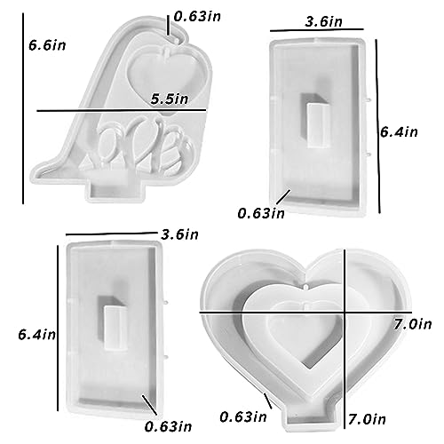 Japleed 2pcs Picture Frame Resin Mold, Heart Resin Mold for Photo Frame, Large Silicone Molds for Resin Casting, Heart Love Shape Epoxy Mold for DIY japleed