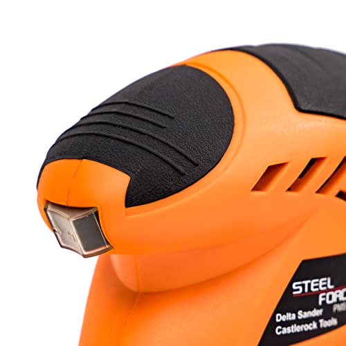 Seel Force PMS120 12000 OPM Mouse Detail Sander with 360 degree Rotatable Sanding Pad, Efficient Dust Collection System and 20 pcs Sandpapers for Steel Force