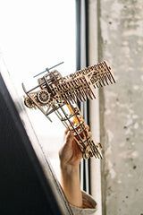 Wood Trick Bi-Plane Toy Kit, Wooden Toy Plane - Mechanical Model Plane Mini - 3D Wooden Puzzle, Assembly Model - STEM Toys for Boys and Girls - 3D Wood Trick