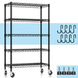 Hodonas Metal Shelving Unit with Wheels, 5-tier Wire Shelving with Adjustable Shelves for Storage, Freestanding Heavy Duty Metal Wire Storage Shelf Hodonas