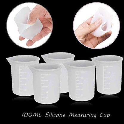 Woohome 38 PCS Epoxy Resin Tools Kit, Silicone Mold Tool Included 5 PCS Resin Measuring Cup, Silicone Mixing Cups, Silicone Scraper, Silicone Stick,