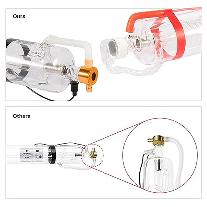 Cloudray 40W Laser Tube 720mm Dia.50mm,CO2 Laser Tube 45W,Cable Preconnected with Coating,40 Watt C02 Laser Tube With Metal Head (CR35 35-45W) - WoodArtSupply